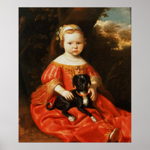Póster Retrato de un Chica con un perro