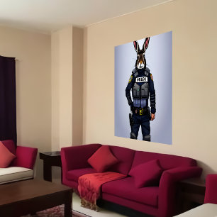 Póster Retrato de un conejito con uniforme policial   Art