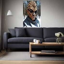 Póster Retrato de un extraterrestre con grandes ojos negr