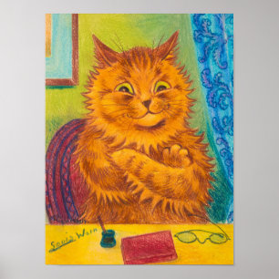 Póster Retrato de un gato Naranja literario de Louis Wain