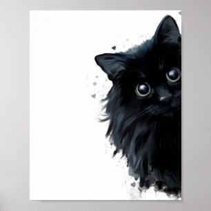 Póster Retrato de un gato negro esponjoso