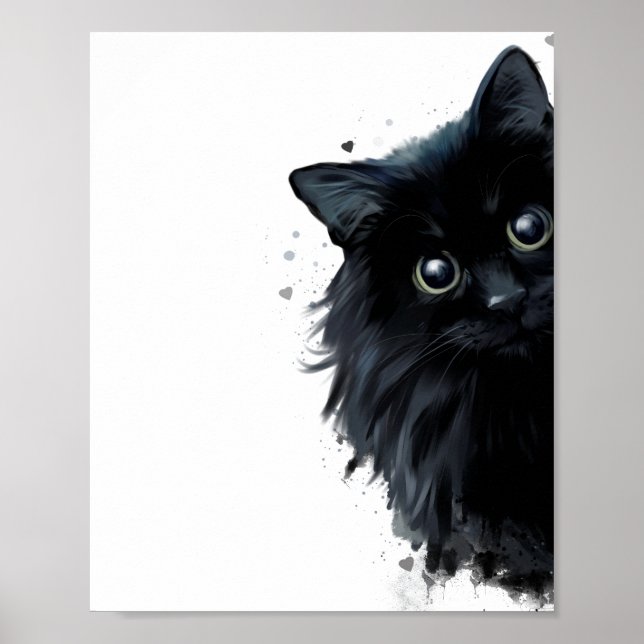 Póster Retrato de un gato negro esponjoso (Frente)