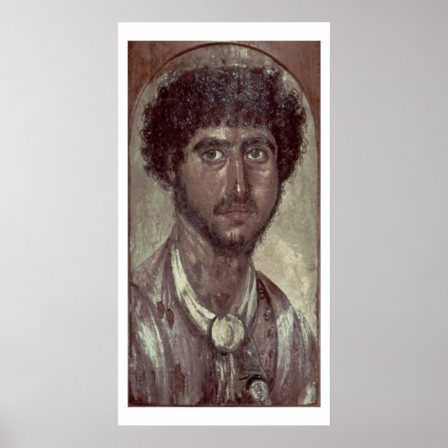 Póster Retrato de un griego, de Fayum, Romano-Egipcio, (Frente)