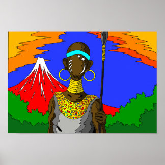 Póster Retrato de un guerrero que vive en la tierra.