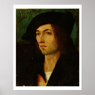 Póster Retrato de un hombre, 1506 (aceite en el panel)