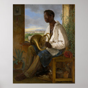 Póster Retrato de un intérprete de trompa, pintura famosa