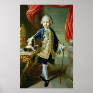 Póster Retrato de un muchacho con el perro de aguas del