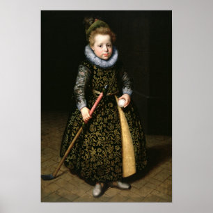 Póster Retrato de un niño de cuatro años con club y