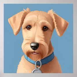 Póster Retrato de un perro lindo que lleva una collar azu