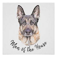 Retrato de un perro pastor alemán dibujado