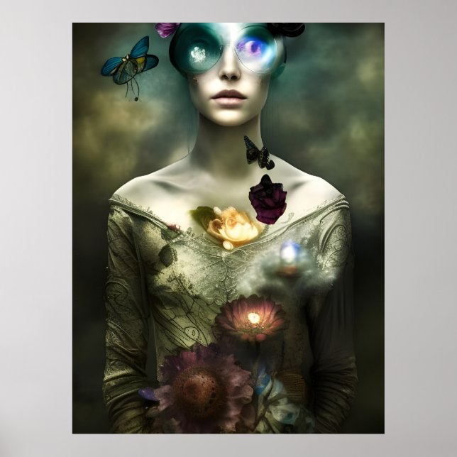 Póster "Retrato de un soñador" Fantasy AI Art Postcard (Frente)