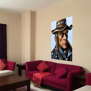 Póster Retrato de un vaquero extranjero con un gorra   Ar