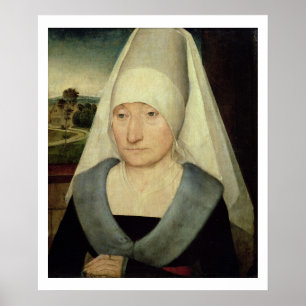 Póster Retrato de una anciana (aceite en el panel)