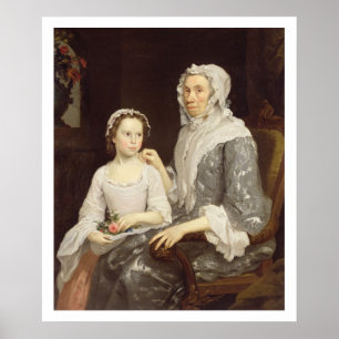 Póster Retrato de una anciana y un joven Chica (aceite)