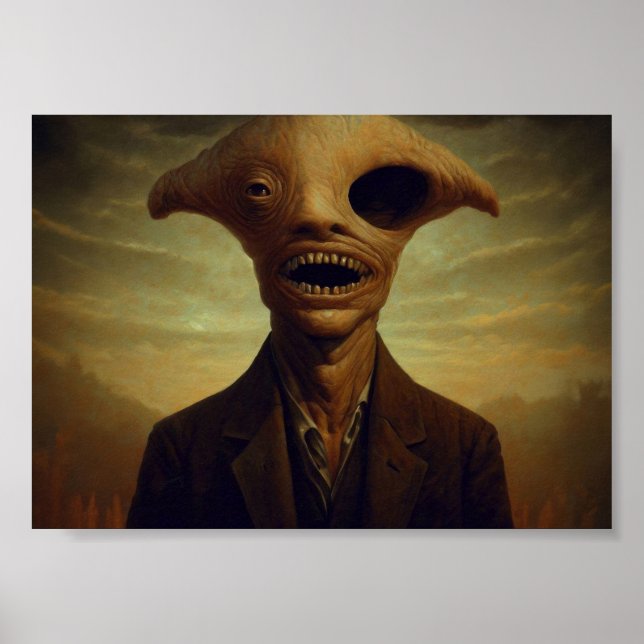 Póster Retrato de una criatura horror teñida (Frente)