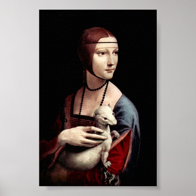 Póster Retrato de una dama con Ermine de Da Vinci (Frente)