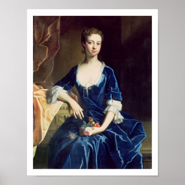 Póster Retrato de una dama con un vestido de terciopelo a (Frente)