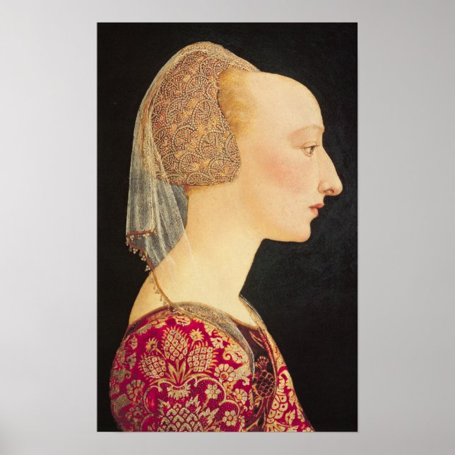 Póster Retrato de una dama de rojo, 1460-70 (Frente)