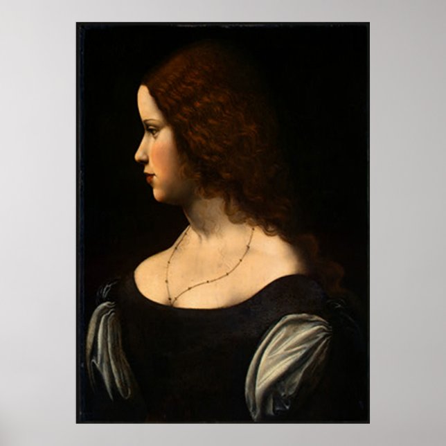 Póster Retrato de una joven dama, 1500, Leonardo da Vinci (Frente)