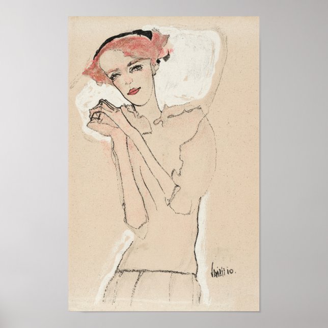 Póster Retrato de una mujer (1910) por Egon Schiele (Frente)