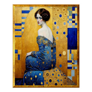 Póster Retrato de una mujer al estilo Gustav Klimt