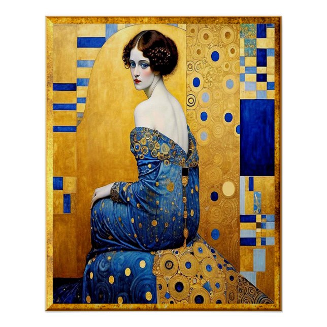 Póster Retrato de una mujer al estilo Gustav Klimt (Anverso)