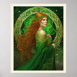 Póster Retrato de una mujer en Shamrock Green y Gold