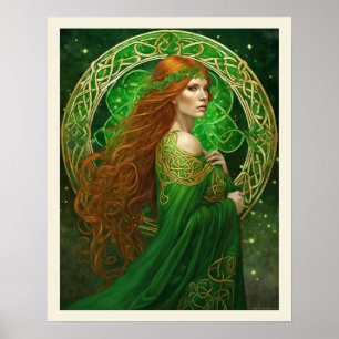 Póster Retrato de una mujer en Shamrock Green y Gold