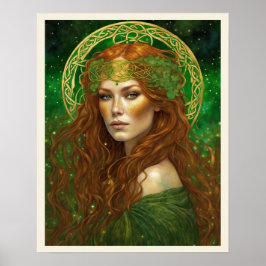 Póster Retrato de una mujer en verde shamrock