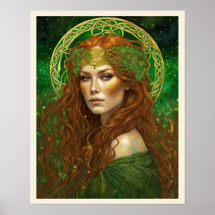 Póster Retrato de una mujer en verde shamrock