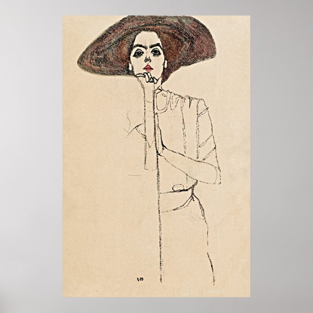 Póster Retrato de una mujer por Egon Schiele - (Frente)