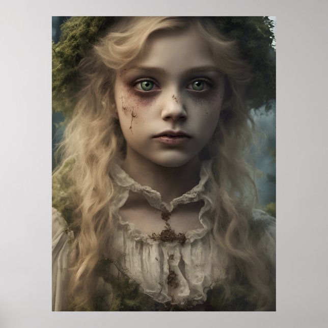 Póster Retrato de una niña rubia victoriana inmutable (Frente)