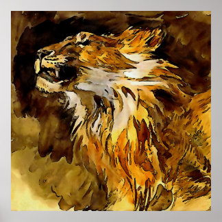 Póster Retrato De Una Pintura Acrílica De León