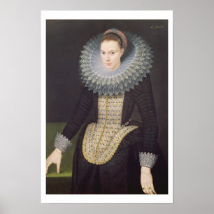 Póster Retrato de una señora, 1613 (aceite en el panel)