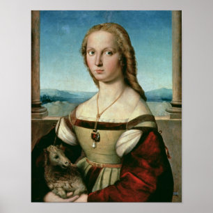 Póster Retrato de una señora con un unicornio, c.1505-6