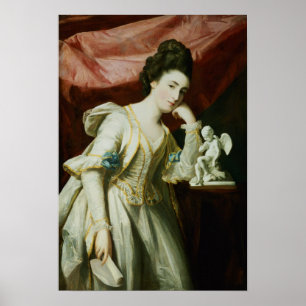 Póster Retrato de una señora con una figurilla del Cupid