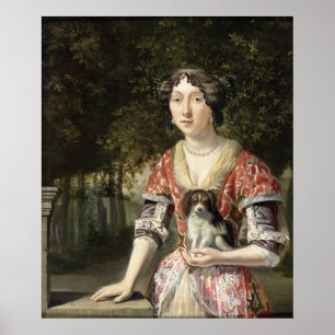 Póster Retrato de una señora Wearing un vestido rojo y