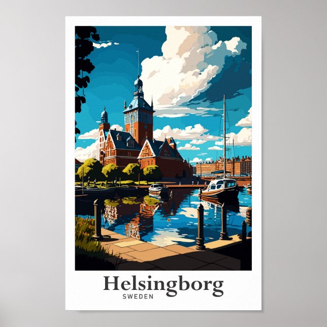Póster Retrato de viaje artístico de Helsingborg Suecia (Frente)