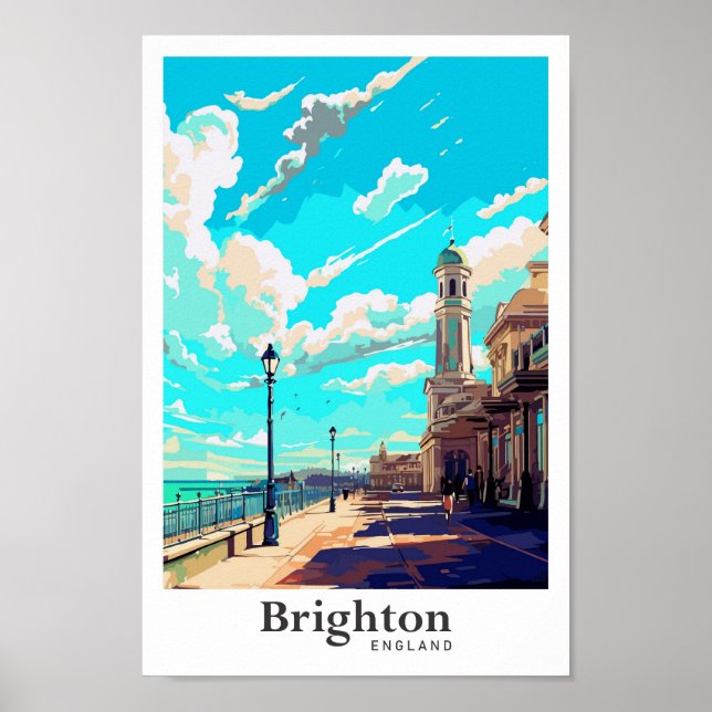 Póster Retrato de viaje de Brighton England Vintage (Frente)