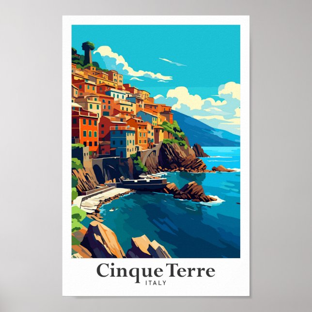 Póster Retrato de viaje de época de Cinque Terre Italia (Frente)
