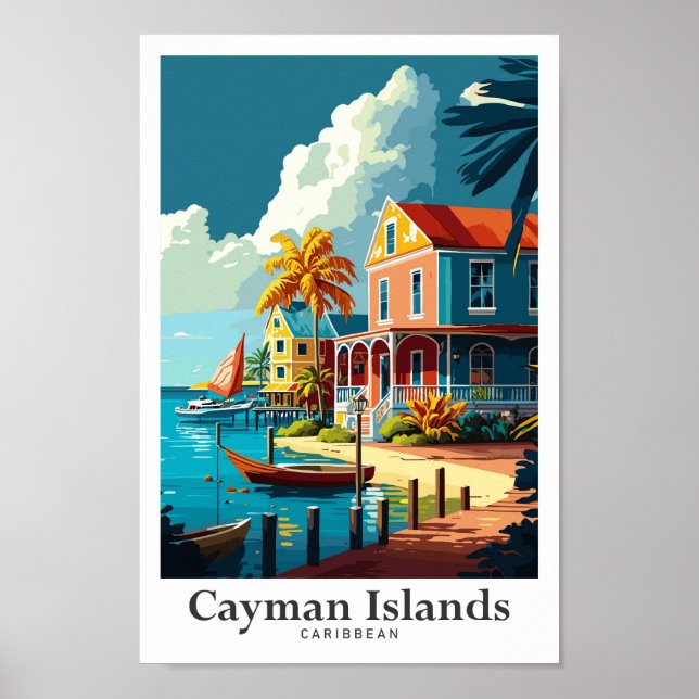 Póster Retrato de viaje de las Islas Caimán (Frente)