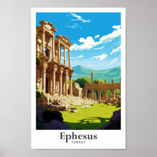 Póster Retrato de viaje vintage de Ephesus Turkey