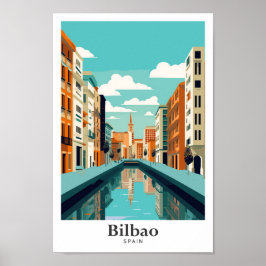 Póster Retrato de Viajes de Vintage de Bilbao España