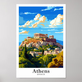 Póster Retrato de Viajes Vintage de Atenas Grecia