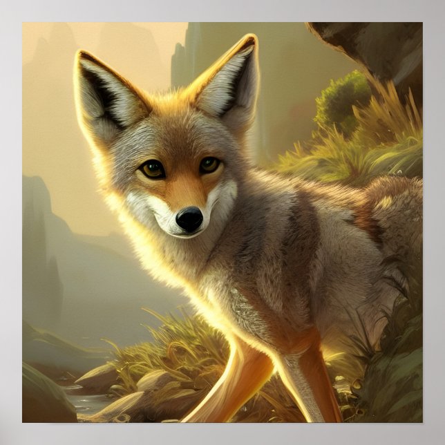 Póster Retrato de vida silvestre Coyote Pup (Frente)