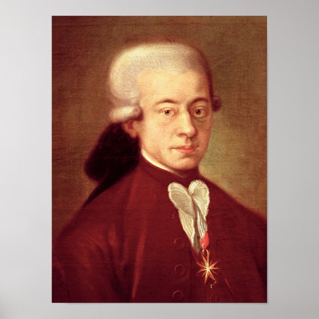 Póster Retrato de Wolfgang Amadeus Mozart después de 1770 (Frente)