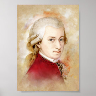 Póster retrato de Wolfgang Amadeus Mozart en estilo de ac