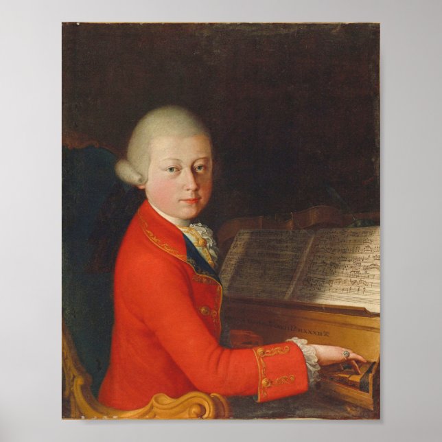 Póster Retrato de Wolfgang Amadeus Mozart Young (Frente)