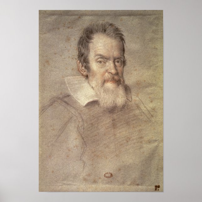 Póster Retrato del astrónomo Galileo Galilei (Frente)