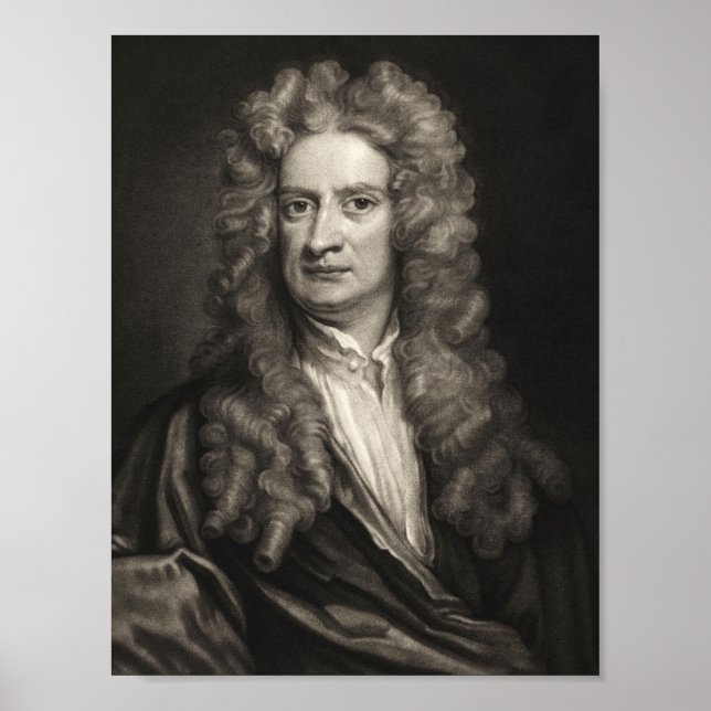 Póster retrato del científico Isaac Newton (Frente)
